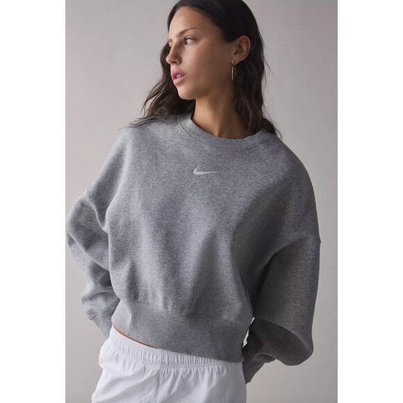 Nike Phoenix Fleece Oversized Crewneck Sweatshirt heather grey small - Picture 1 of 7